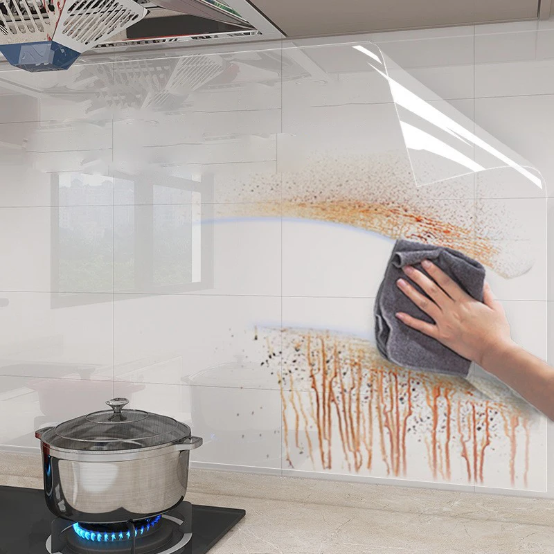 Transparent Wallpaper Kitchen Electrostatic Adsorption Protective Film Oil Proof Wall Sticker Decorative Film Wall Papers Home